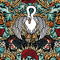 Schwan und Ornament – Vorsatzpapier Objects Magazin Schwan und Ornament